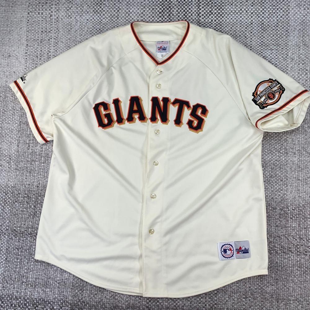 Majestic San Francisco Giants Jersey Mens XXL Cream 2000 Inaugural Year Patch